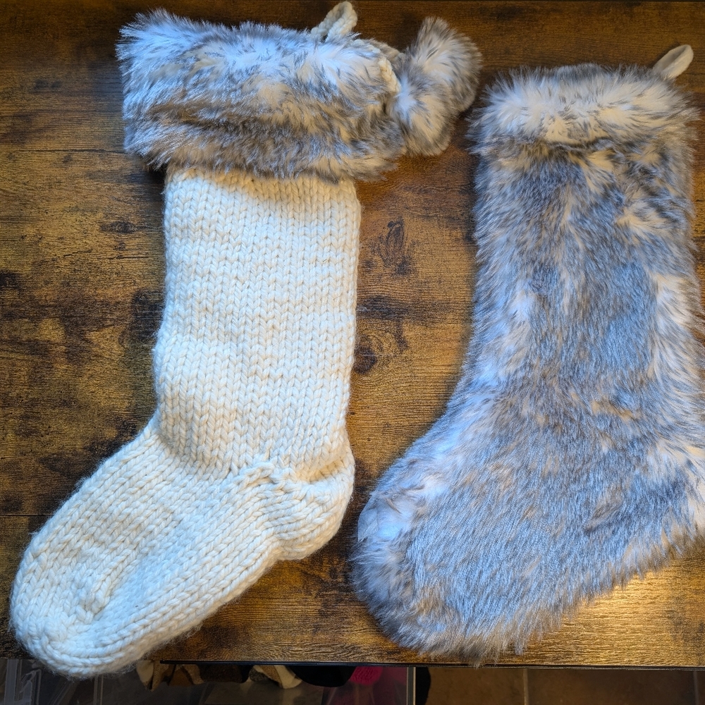 Knit and Fur Stockings set